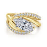 Slate - 14K White-Yellow Gold Bypass Marquise Shape Diamond Engagement Ring - 0.35 ct