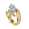 Slate - 14K White-Yellow Gold Bypass Marquise Shape Diamond Engagement Ring - 0.35 ct