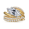 Slate - 14K White-Yellow Gold Bypass Marquise Shape Diamond Engagement Ring - 0.35 ct