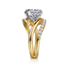 Slate - 14K White-Yellow Gold Bypass Marquise Shape Diamond Engagement Ring - 0.35 ct