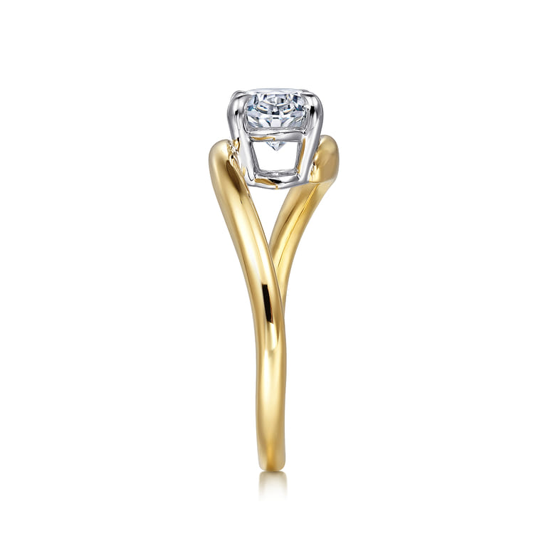 Delphi - 14K White-Yellow Gold Bypass Oval Diamond Engagement Ring - Shot 5
