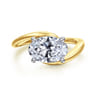 Delphi - 14K Mix of White and Yellow Gold Bypass Oval Engagement Ring
