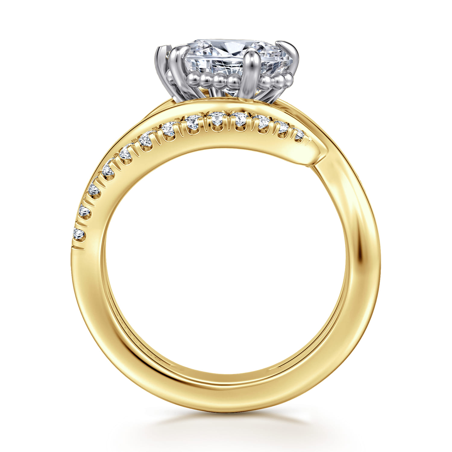 Slate - 14K White-Yellow Gold Bypass Pear Shape Diamond Engagement Ring - 0.35 ct - Shot 2