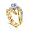 Slate - 14K White-Yellow Gold Bypass Pear Shape Diamond Engagement Ring - 0.35 ct