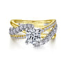 Zaira - 14K White-Yellow Gold Bypass Diamond Engagement Ring - 0.75 ct