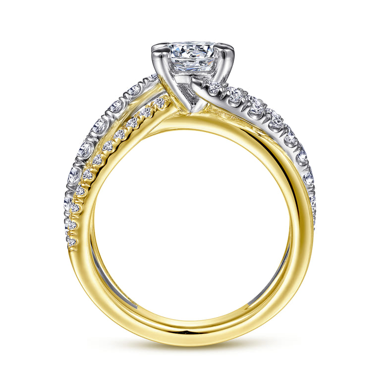 Zaira - 14K White-Yellow Gold Bypass Diamond Engagement Ring - 0.75 ct - Shot 2