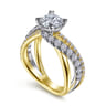 Zaira - 14K White-Yellow Gold Bypass Diamond Engagement Ring - 0.75 ct