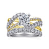 Zaira - 14K White-Yellow Gold Bypass Diamond Engagement Ring - 0.75 ct