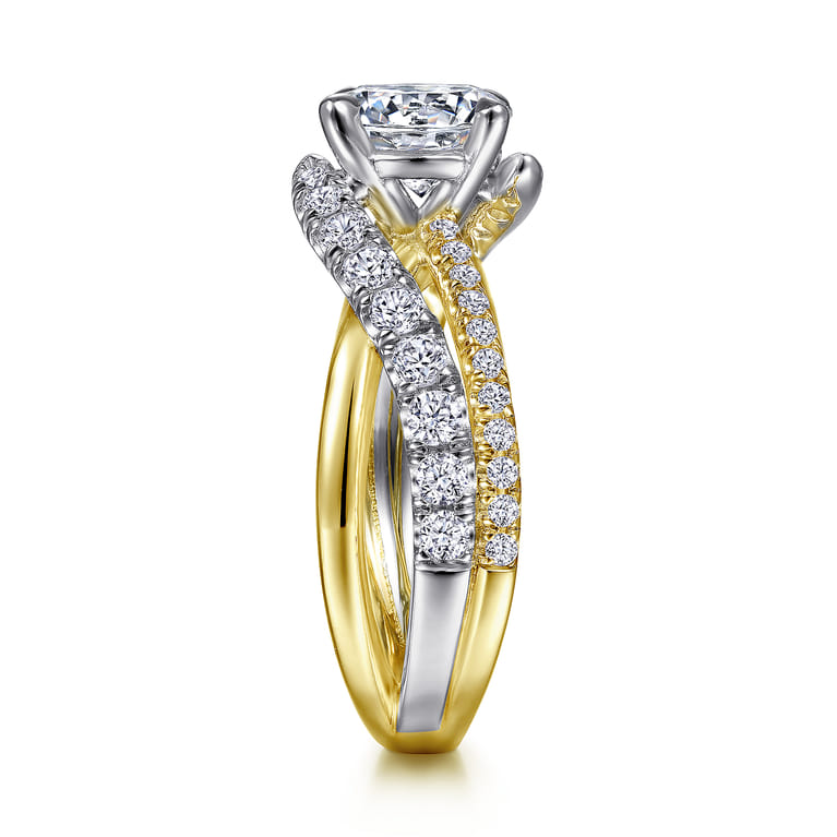 Zaira - 14K White-Yellow Gold Bypass Diamond Engagement Ring - 0.75 ct - Shot 5