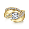 Hepburn - 14K White-Yellow Gold Round Bypass Diamond Engagement Ring - 0.44 ct