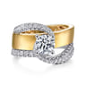 Emerie - 14K White-Yellow Gold Round Bypass Diamond Engagement Ring - 0.43 ct