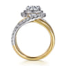 Francesca - 14K White-Yellow Gold Fancy Halo Round Diamond Engagement Ring - 0.75 ct