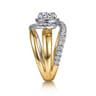 Francesca - 14K White-Yellow Gold Fancy Halo Round Diamond Engagement Ring - 0.75 ct