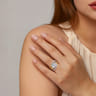 Francesca - 14K White-Yellow Gold Fancy Halo Round Diamond Engagement Ring - 0.75 ct