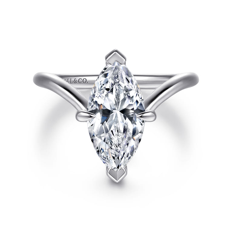 Cosmic - 14K White Gold Marquise Shape Diamond Engagement Ring - 0.08 ct - Shot 1