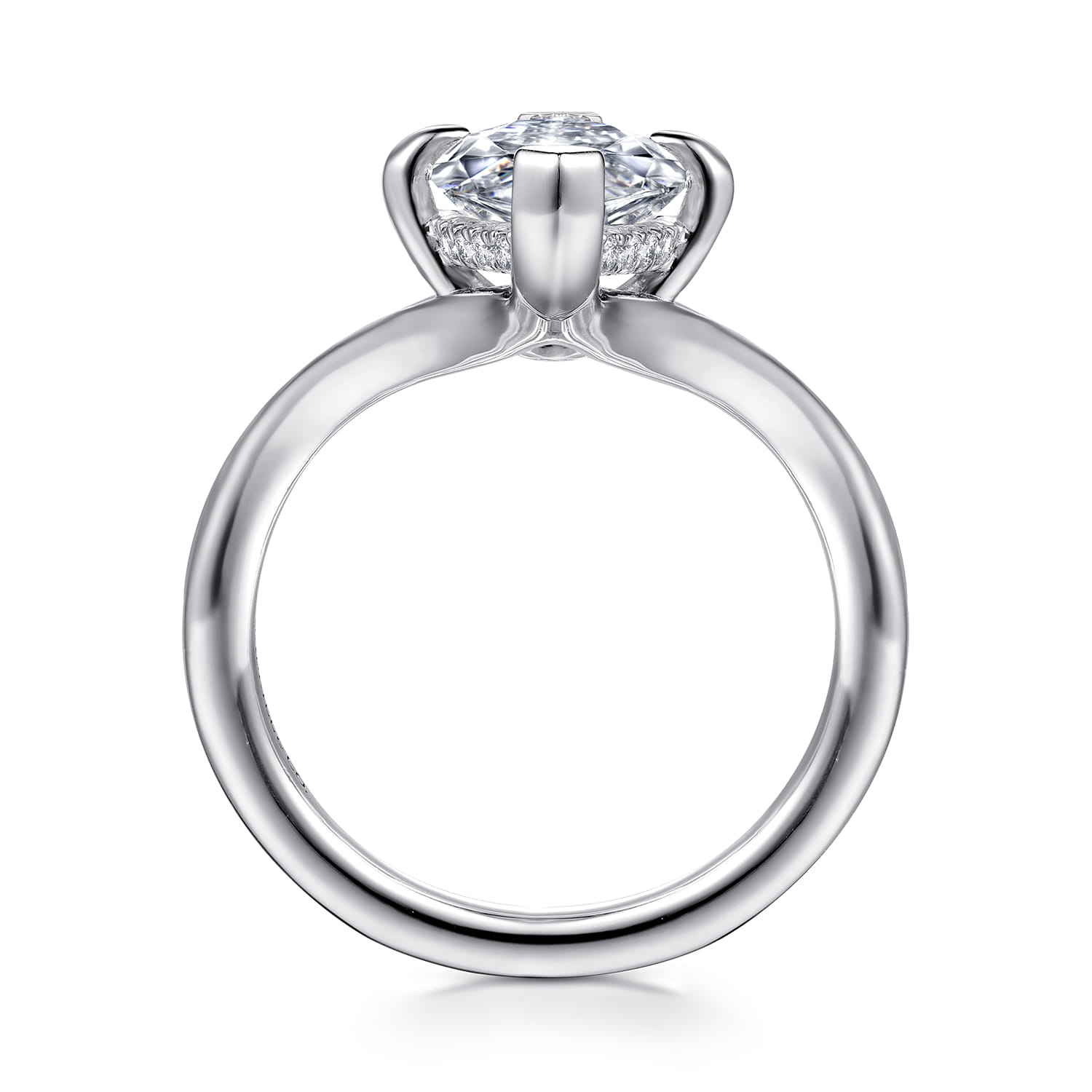 Cosmic - 14K White Gold Marquise Shape Diamond Engagement Ring - 0.08 ct - Shot 2