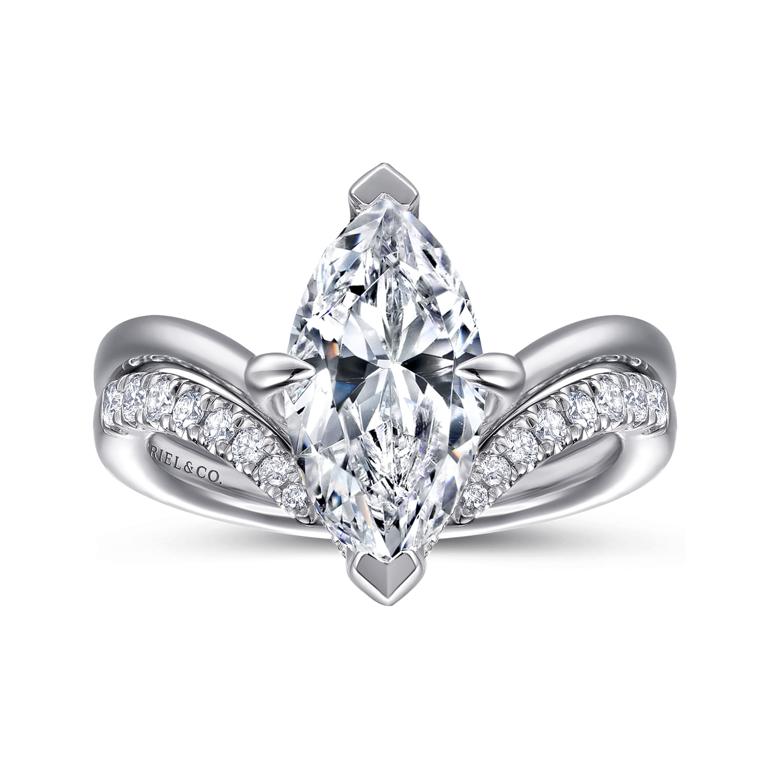 Cosmic - 14K White Gold Marquise Shape Diamond Engagement Ring - 0.08 ct - Shot 4