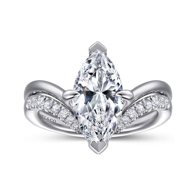 Cosmic - 14K White Gold Marquise Shape Diamond Engagement Ring - 0.08 ct - Shot 4