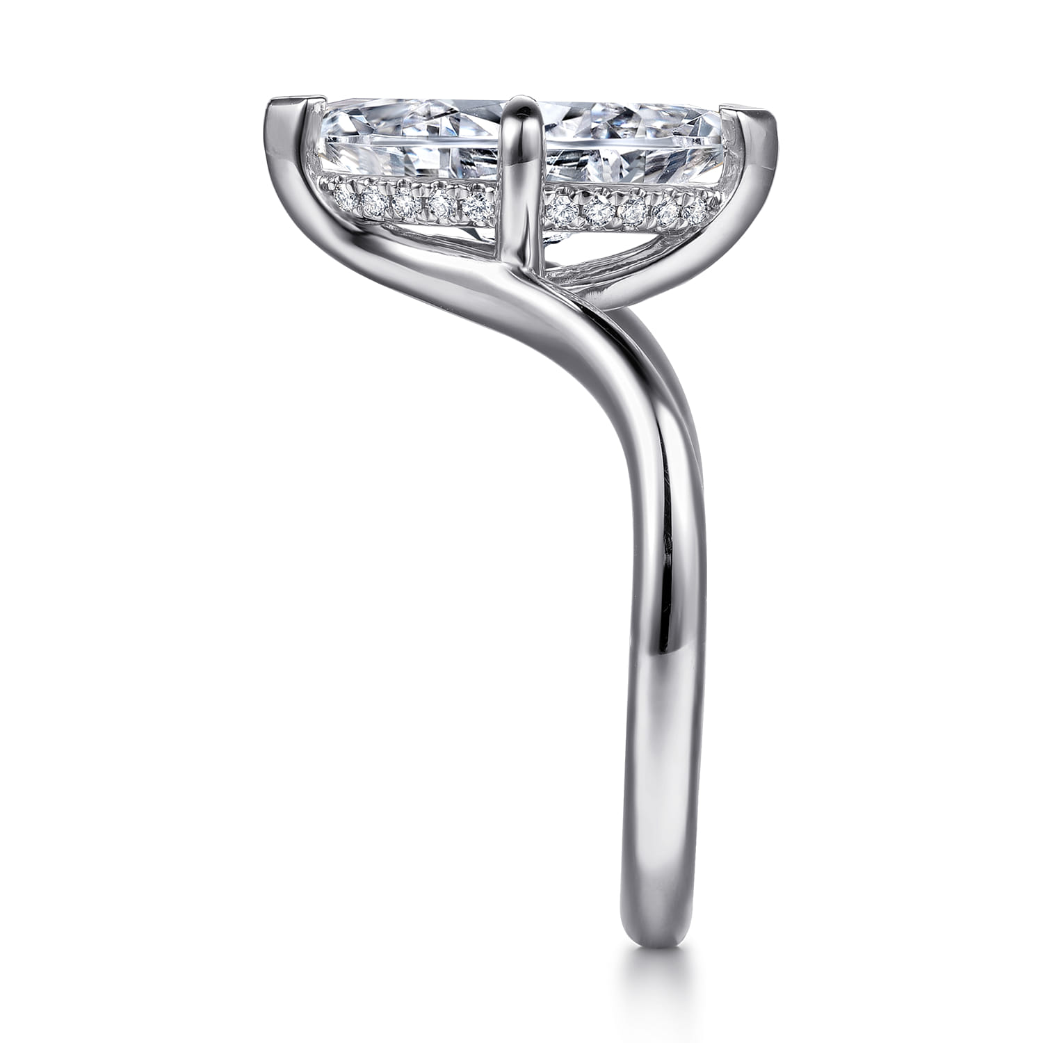 Cosmic - 14K White Gold Marquise Shape Diamond Engagement Ring - 0.08 ct - Shot 5