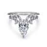 Russo - 14K White Gold Pear Shape Chevron Engagement Ring - 0.06 ct
