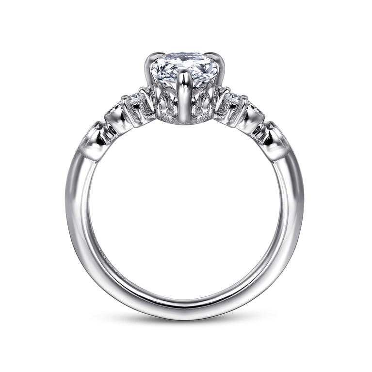 Russo - 14K White Gold Pear Shape Chevron Engagement Ring - 0.06 ct - Shot 2