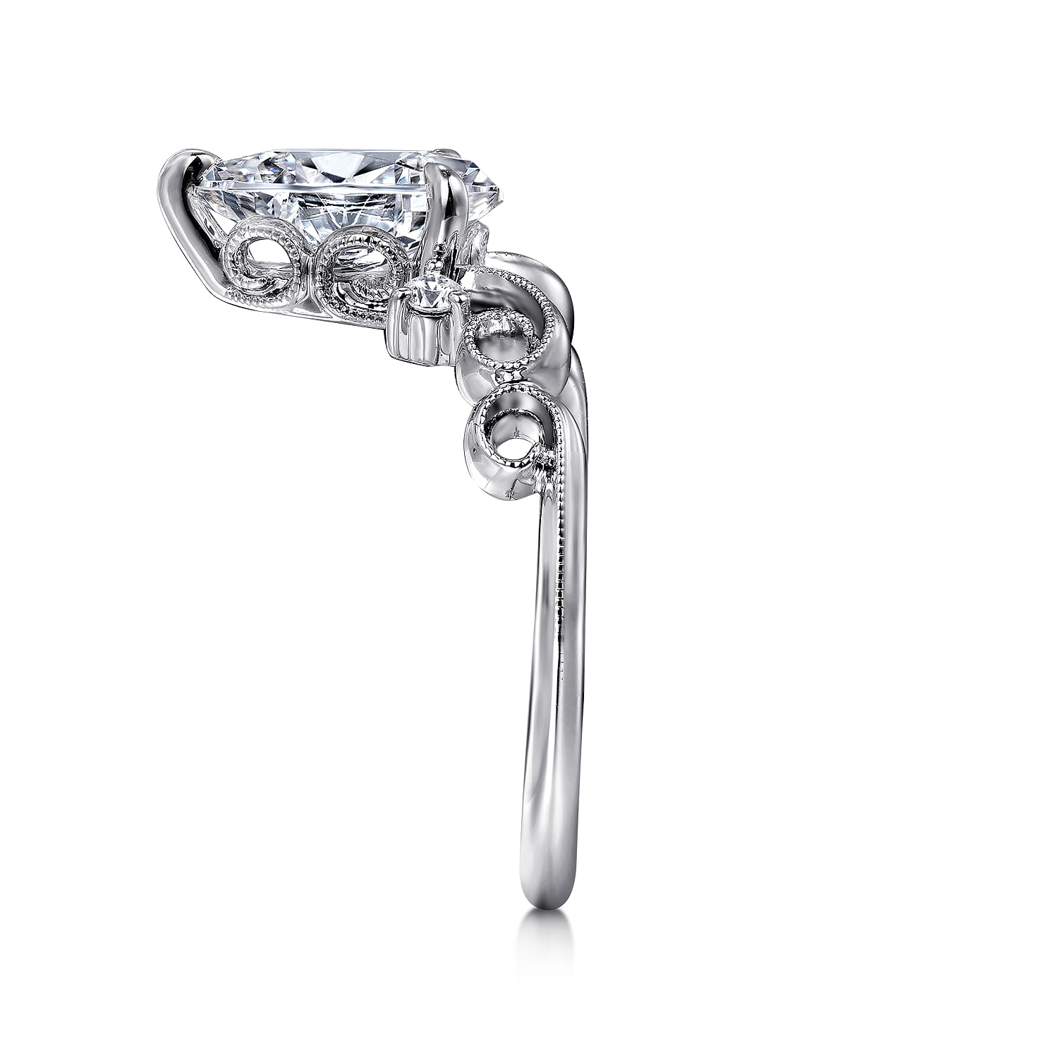 Russo - 14K White Gold Pear Shape Chevron Engagement Ring - 0.06 ct - Shot 5