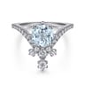 Royalty - 14K White Gold Chevron Aquamarine and Diamond Engagement Ring - 0.5 ct