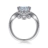 Royalty - 14K White Gold Chevron Aquamarine and Diamond Engagement Ring - 0.5 ct