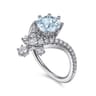 Royalty - 14K White Gold Chevron Aquamarine and Diamond Engagement Ring - 0.5 ct