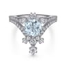 Royalty - 14K White Gold Chevron Aquamarine and Diamond Engagement Ring - 0.5 ct