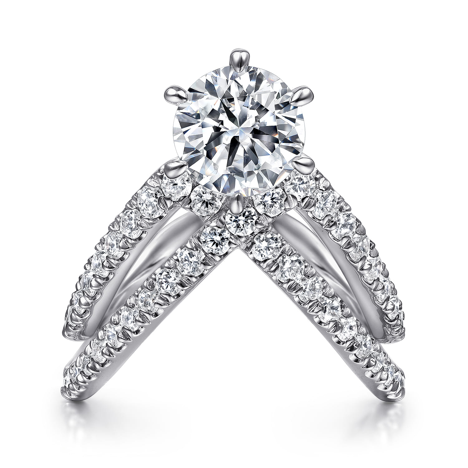 Atlantis - 14K White Gold Free Form Round Diamond Channel Set Engagement Ring - 1.02 ct - Shot 1