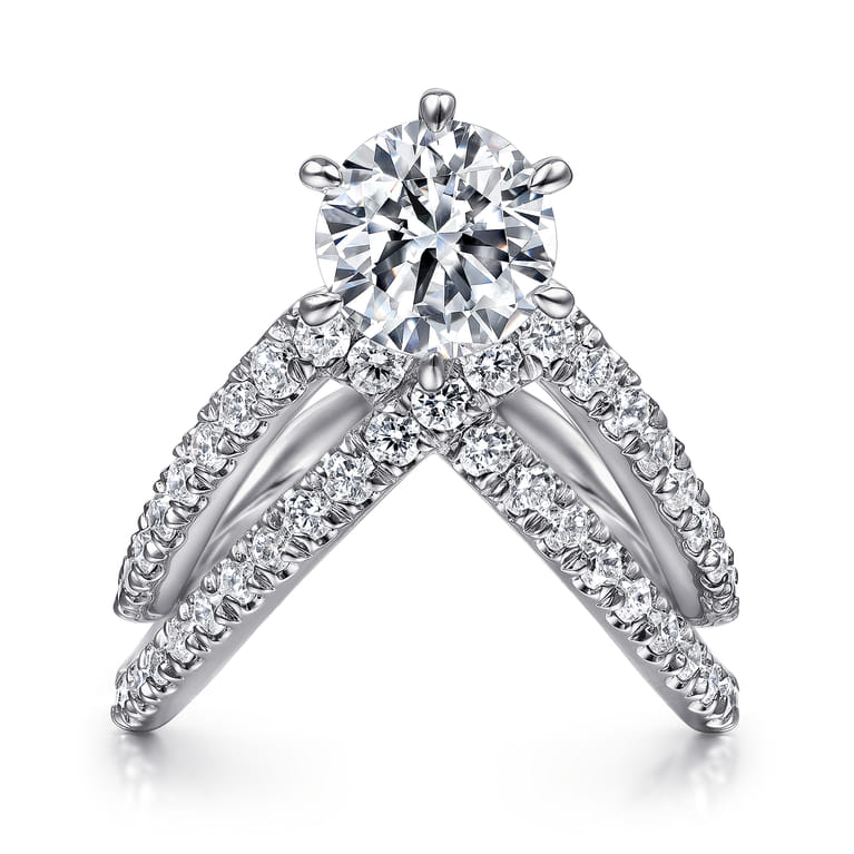 Atlantis - 14K White Gold Free Form Round Diamond Channel Set Engagement Ring - 1.02 ct - Shot 1