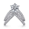 Atlantis - 14K White Gold Free Form Round Diamond Channel Set Engagement Ring - 1.02 ct