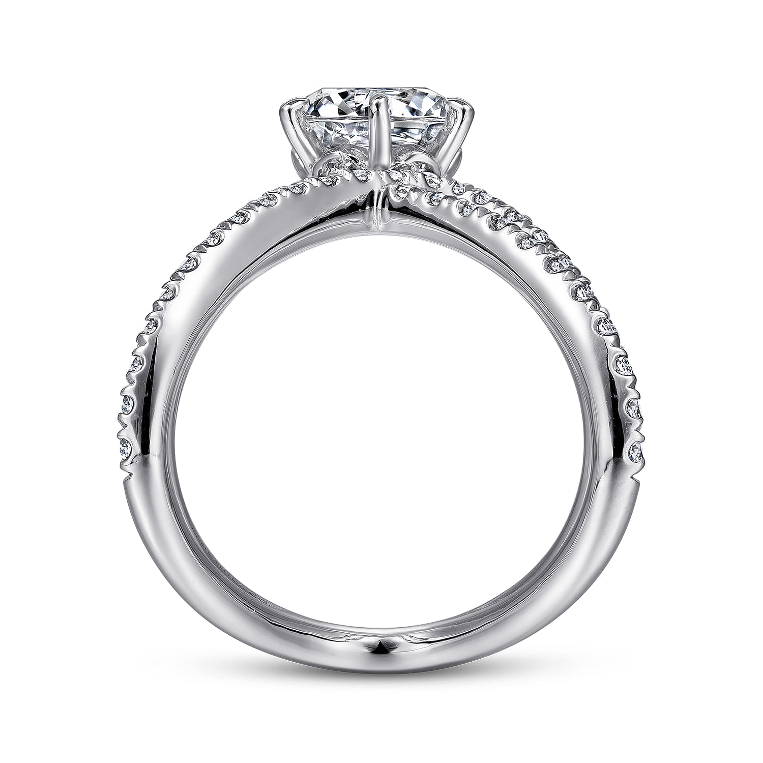 Atlantis - 14K White Gold Free Form Round Diamond Channel Set Engagement Ring - 1.02 ct - Shot 2