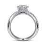 Atlantis - 14K White Gold Free Form Round Diamond Channel Set Engagement Ring - 1.02 ct