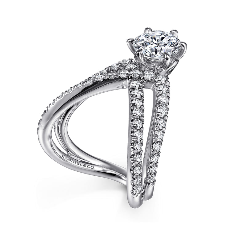 Atlantis - 14K White Gold Free Form Round Diamond Channel Set Engagement Ring - 1.02 ct - Shot 3