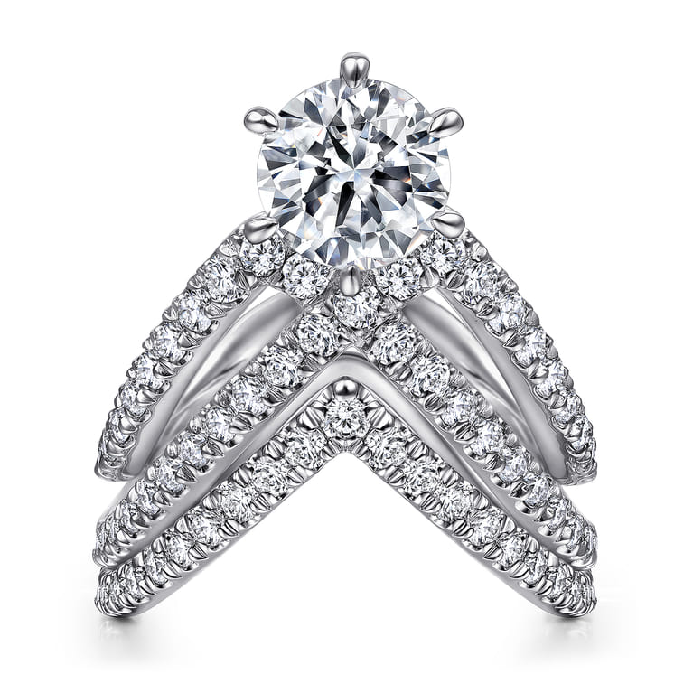 Atlantis - 14K White Gold Free Form Round Diamond Channel Set Engagement Ring - 1.02 ct - Shot 4