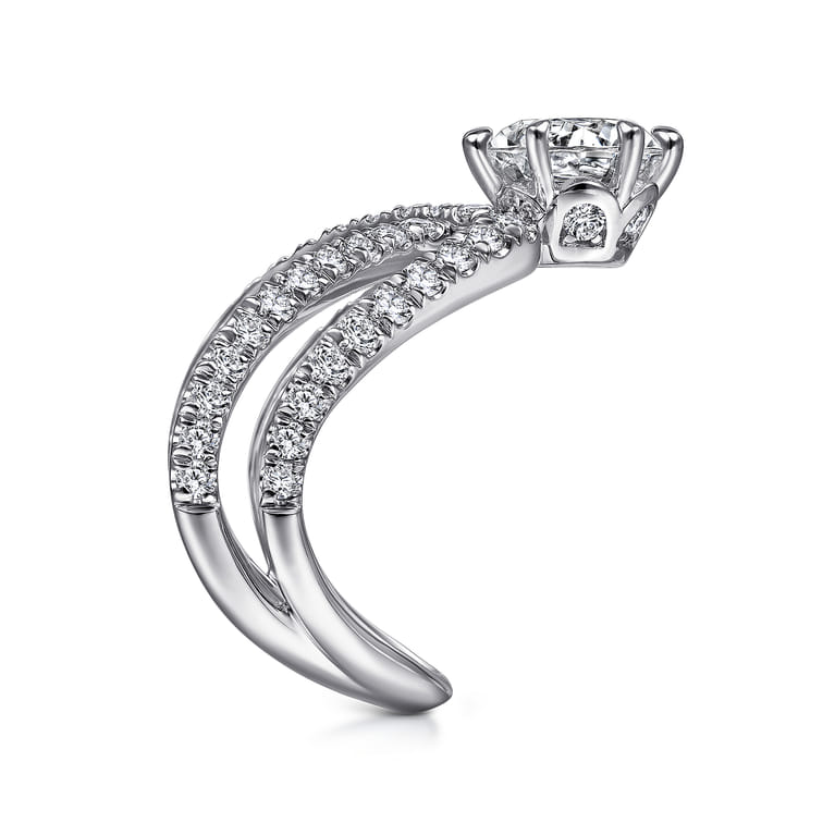 Atlantis - 14K White Gold Free Form Round Diamond Channel Set Engagement Ring - 1.02 ct - Shot 5