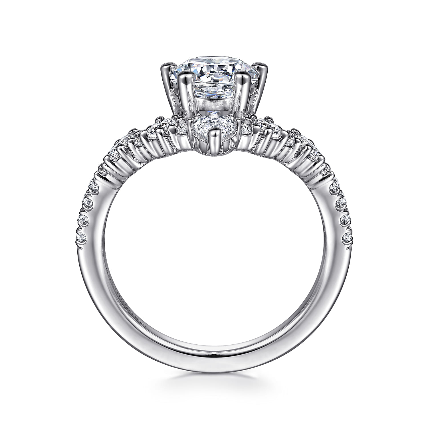 Daina - 14K White Gold Chevron Round Diamond Engagement Ring - 0.64 ct - Shot 2