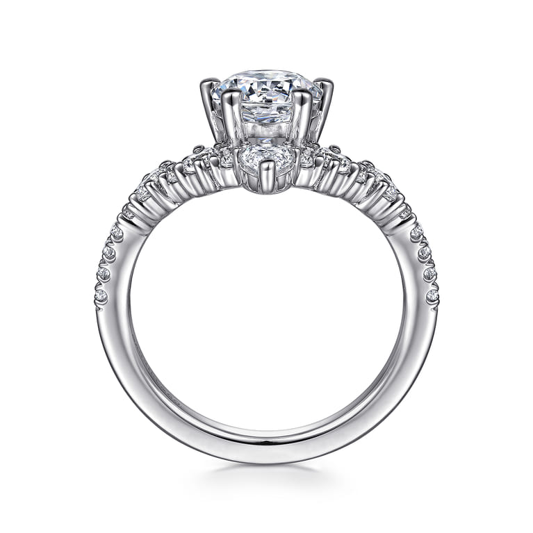 Daina - 14K White Gold Chevron Round Diamond Engagement Ring - 0.64 ct - Shot 2