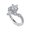 Daina - 14K White Gold Chevron Round Diamond Engagement Ring - 0.64 ct
