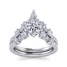 Daina - 14K White Gold Chevron Round Diamond Engagement Ring - 0.64 ct
