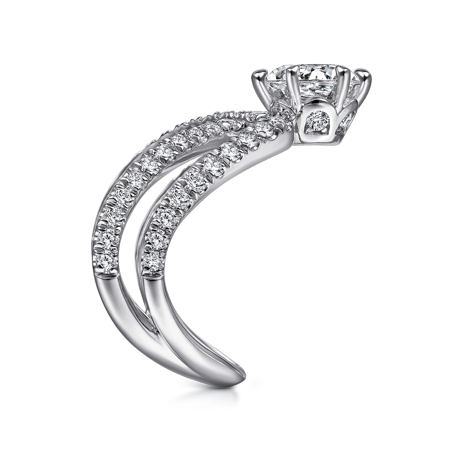Round Chevron Ring in 14k White Gold | Gabriel & Co. ER15013R6W44JJ