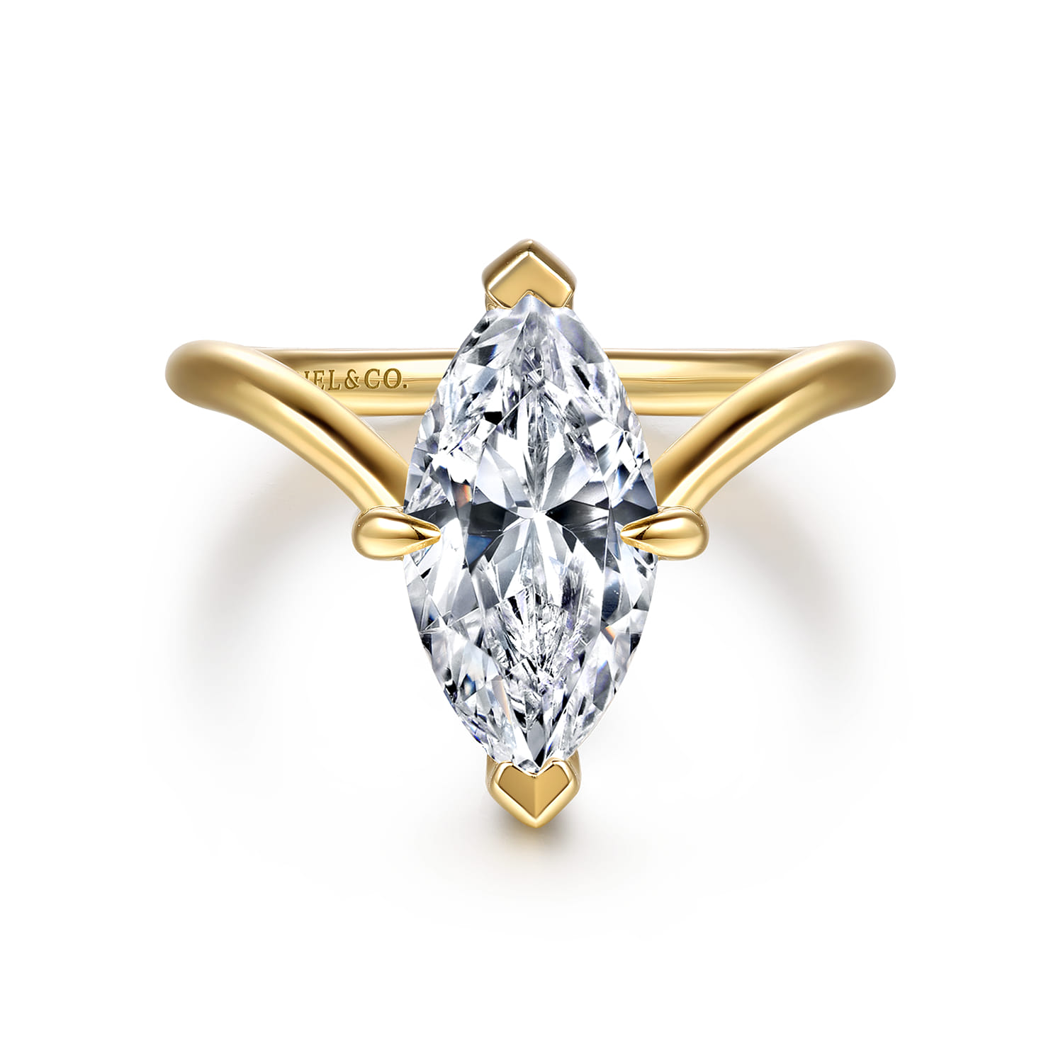 Cosmic - 14K Yellow Gold Marquise Shape Diamond Engagement Ring - 0.08 ct - Shot 1