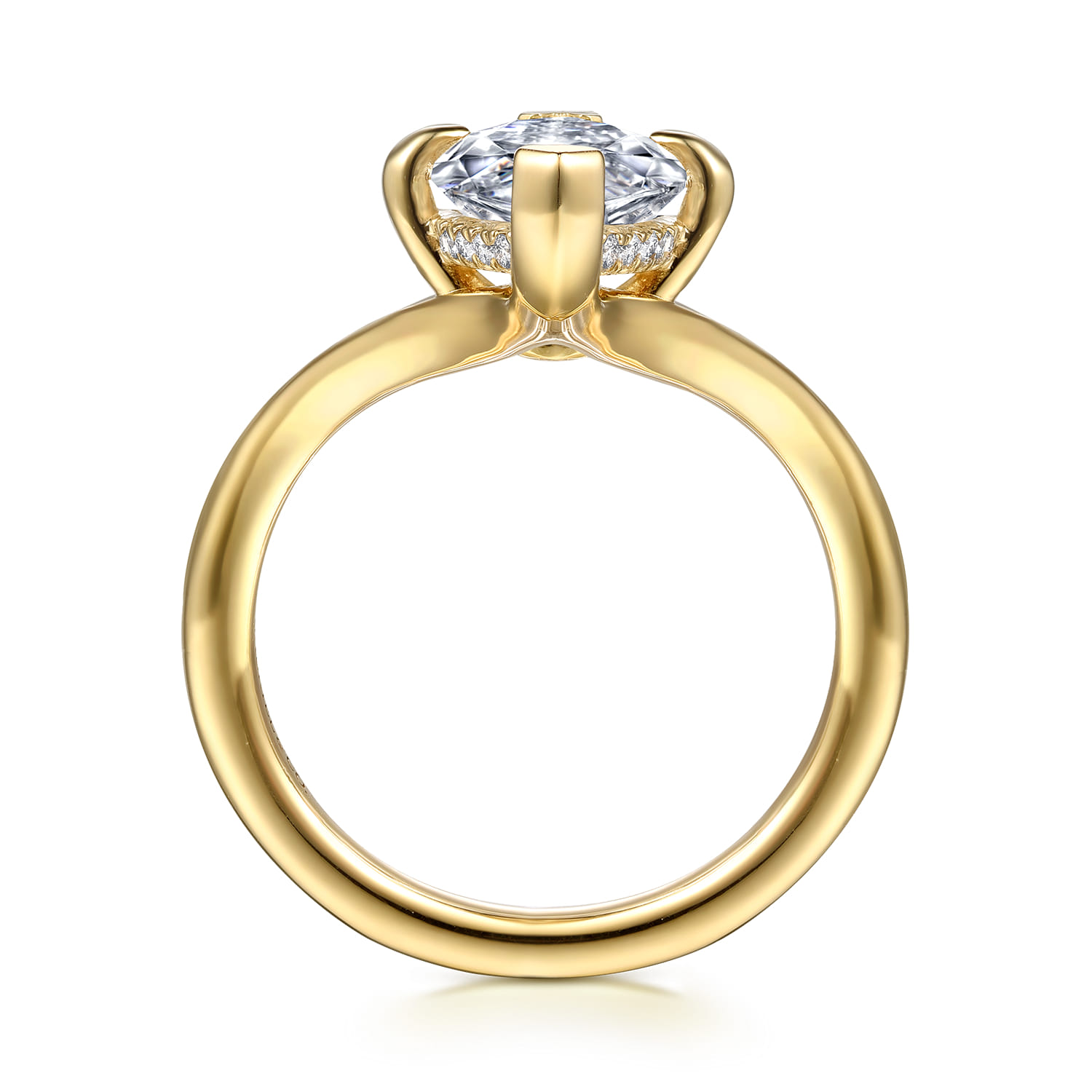 Cosmic - 14K Yellow Gold Marquise Shape Diamond Engagement Ring - 0.08 ct - Shot 2