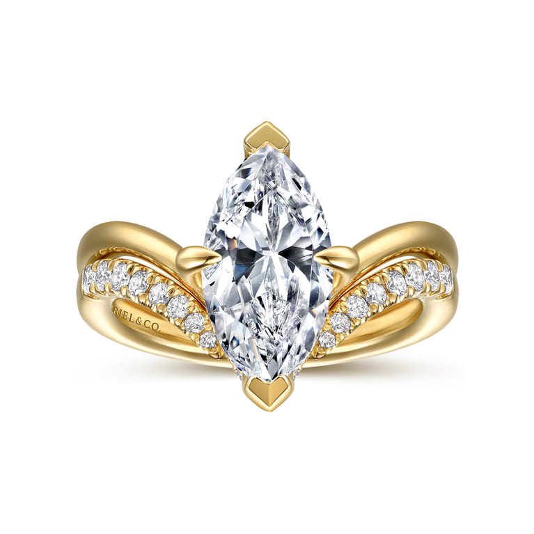 Cosmic - 14K Yellow Gold Marquise Shape Diamond Engagement Ring - 0.08 ct - Shot 4