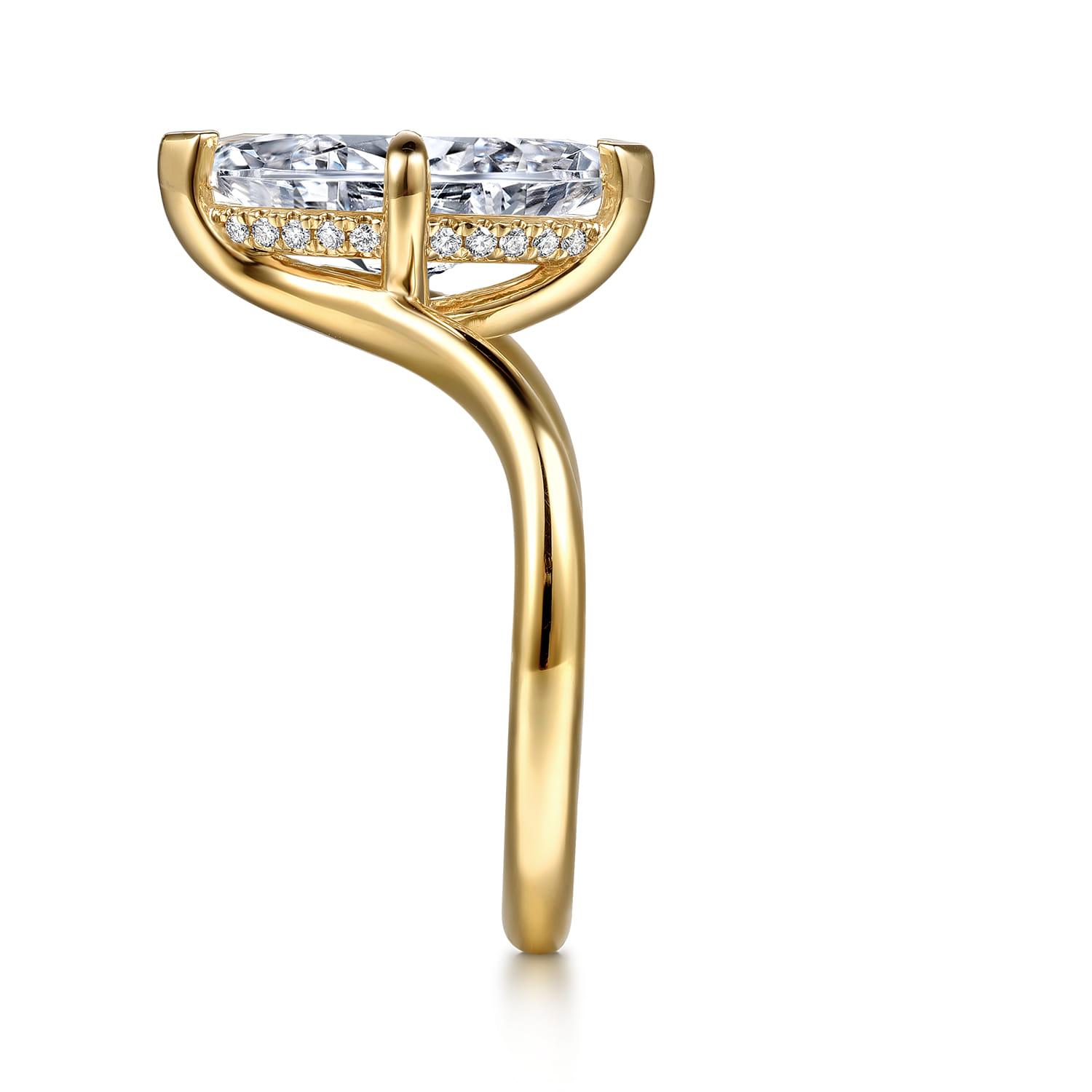 Cosmic - 14K Yellow Gold Marquise Shape Diamond Engagement Ring - 0.08 ct - Shot 5