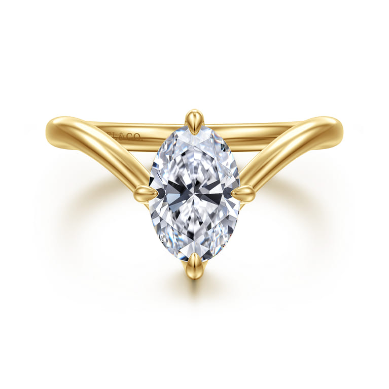 Cosmic - 14K Yellow Gold Oval Shape Diamond Engagement Ring - 0.06 ct - Shot 1