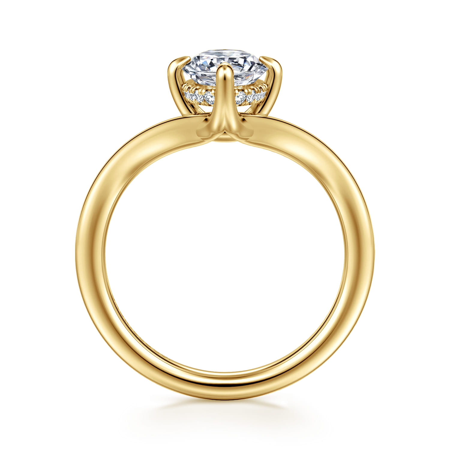 Cosmic - 14K Yellow Gold Oval Shape Diamond Engagement Ring - 0.06 ct - Shot 2