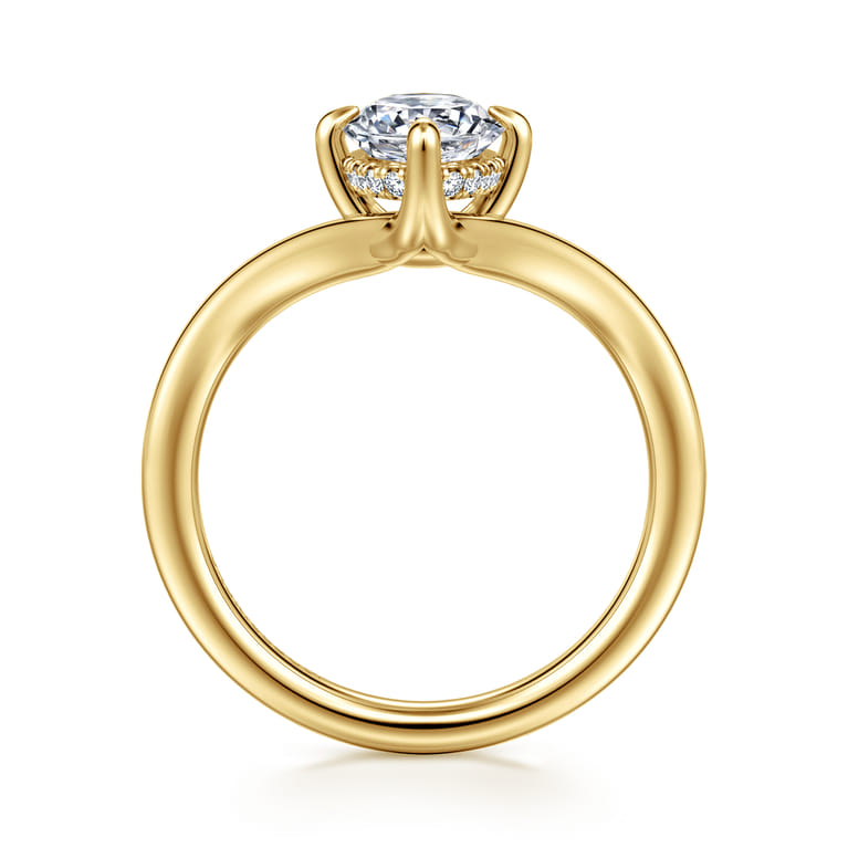 Cosmic - 14K Yellow Gold Oval Shape Diamond Engagement Ring - 0.06 ct - Shot 2